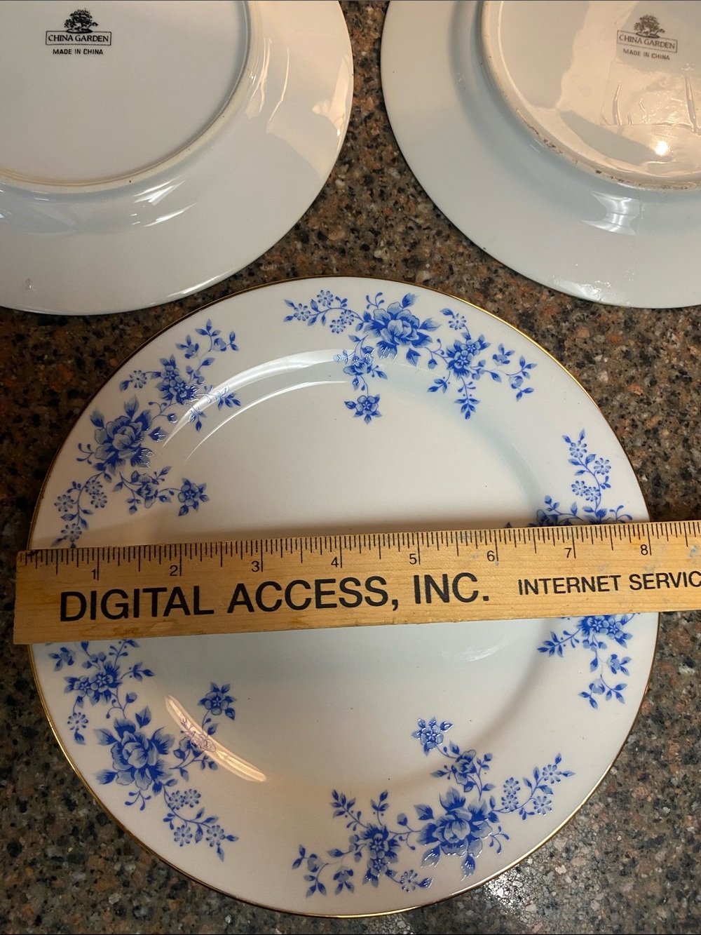 Set of 3 Chinoiserie Blue Floral Fine China Dinner Plates - China Garden - Picture 4 of 4